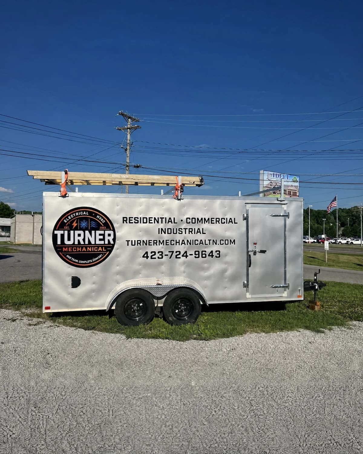 Turner Mechanical HVAC, electrical, and plumbing service trailer in Greeneville, TN