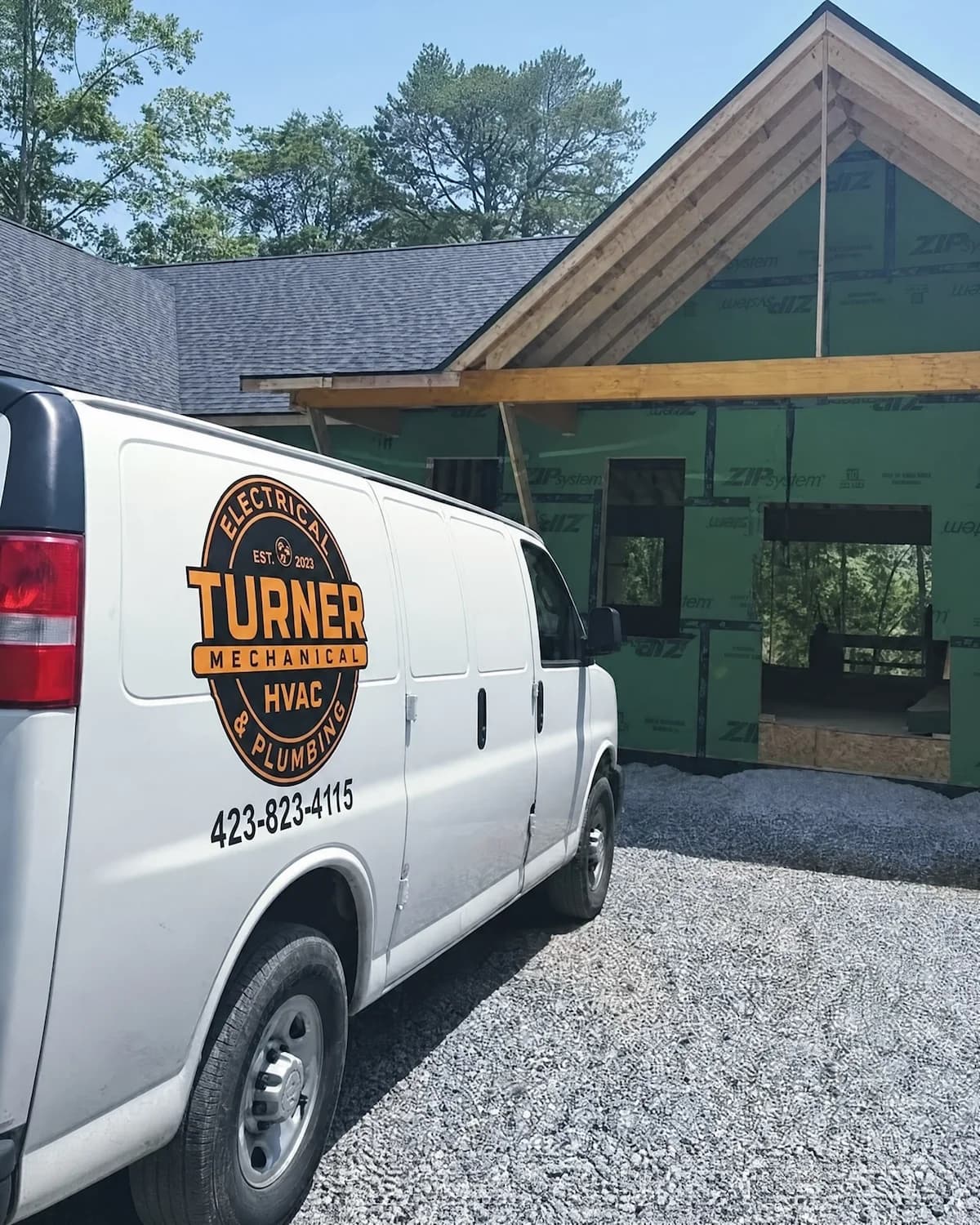 Turner Mechanical service van at a job site in Greeneville, TN